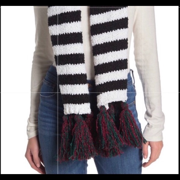 NWOT Free People Nova stripe tassel scarf acrylic - Picture 6 of 8